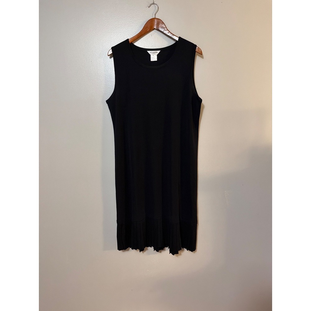 Exclusively Misook Womens Black Sleeveless Dress With Pleated Hem Size 2X Career